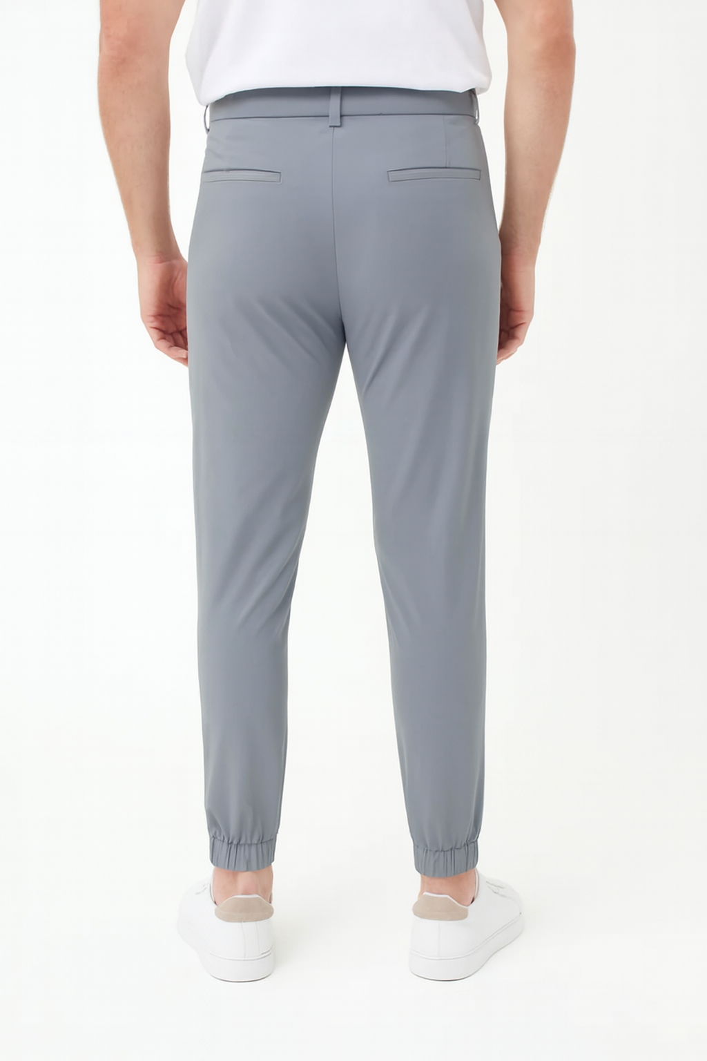 Light Gray - Blue Trousers with Contrast - Colored Waistband