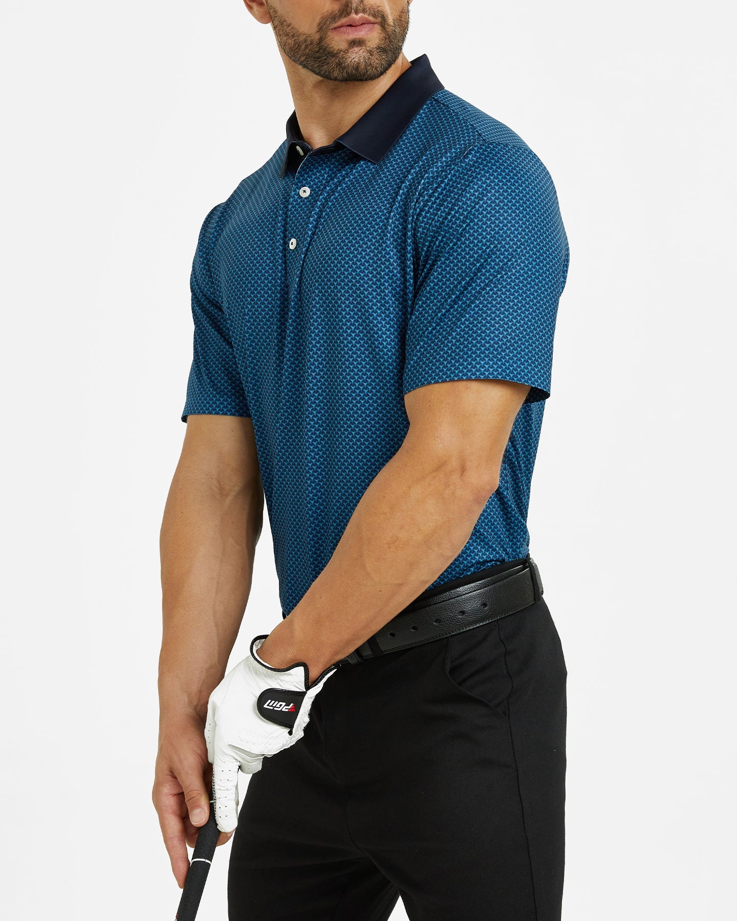 Men's light luxury dark blue golf polo shirt