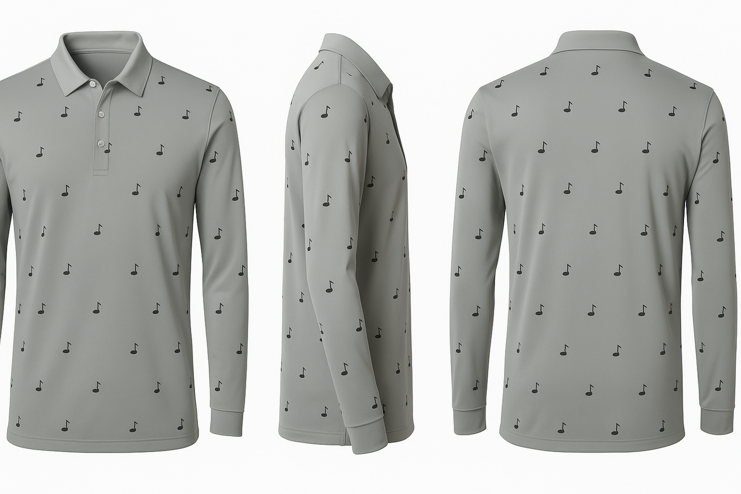 Men's Golf Flag Print Long-Sleeve Performance Polo Shirt