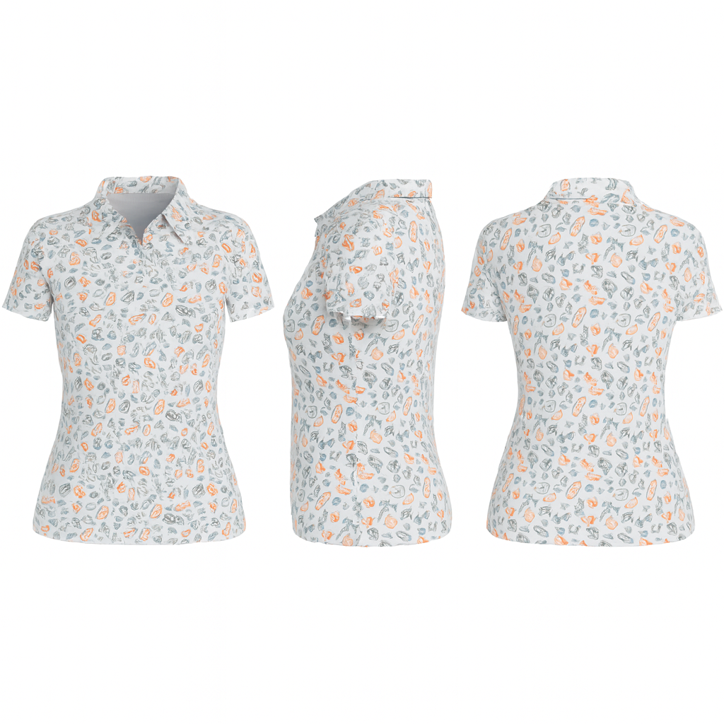 Women's Tropical Shell & Palm Print Performance Polo Shirt