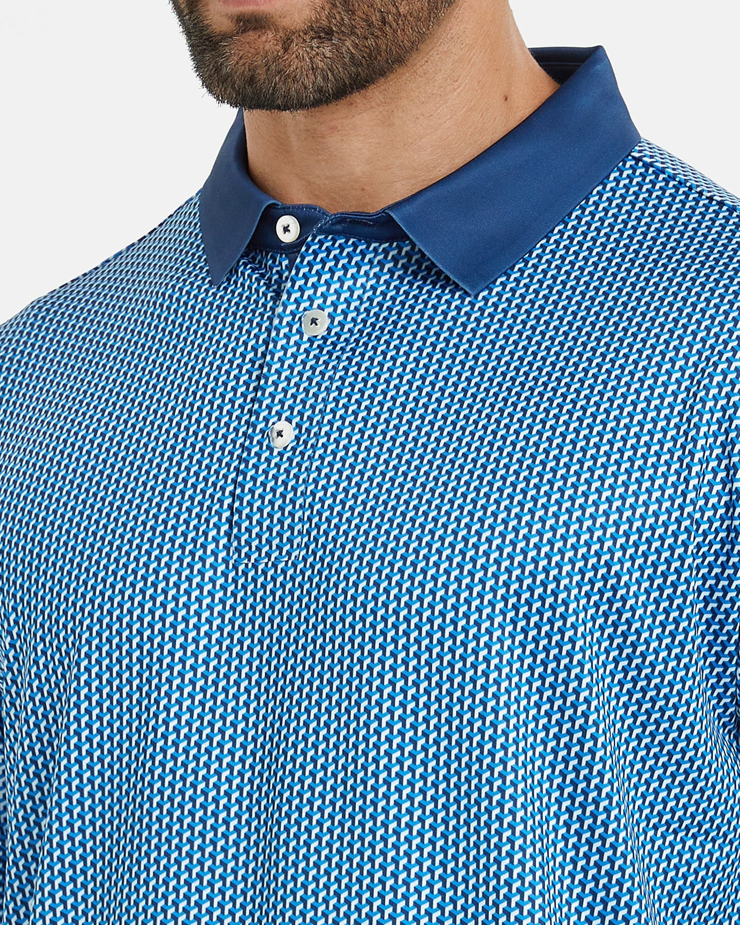 Men's blue golf polo shirt