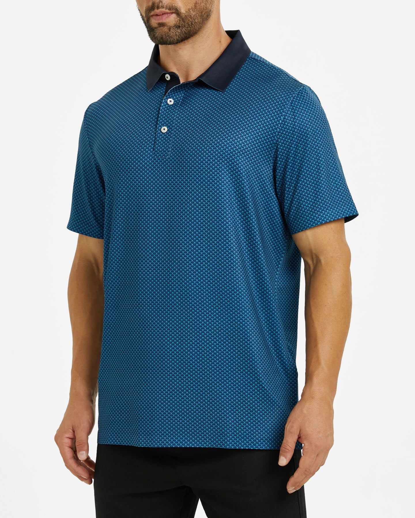 Men's light luxury dark blue golf polo shirt