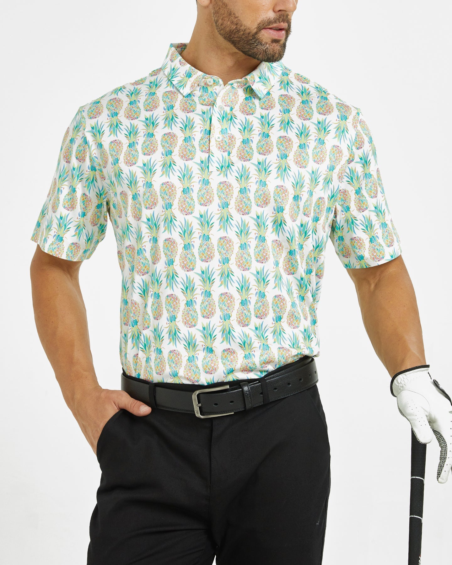 Men's Hawaiian pineapple golf polo shirt