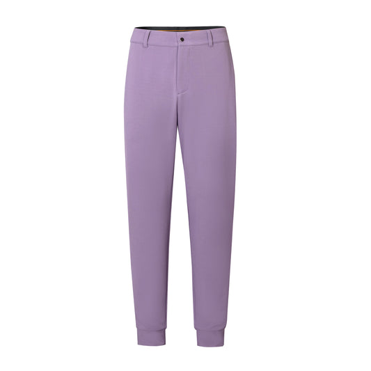 Light Purple Cuffed Trousers with Contrast - Colored Waistband