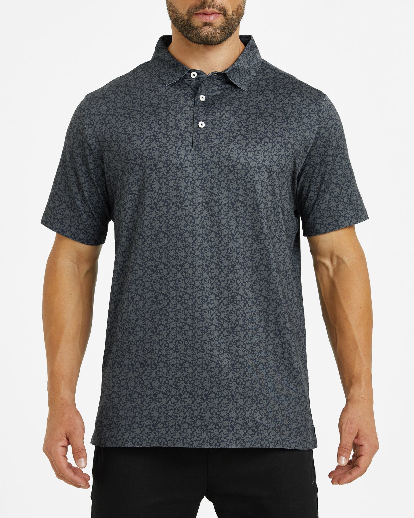 Men's black simple golf polo shirt