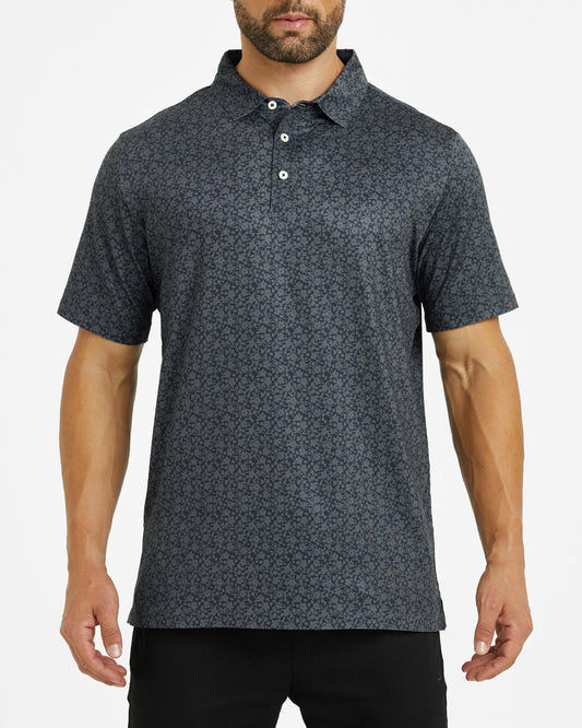Men's black simple golf polo shirt