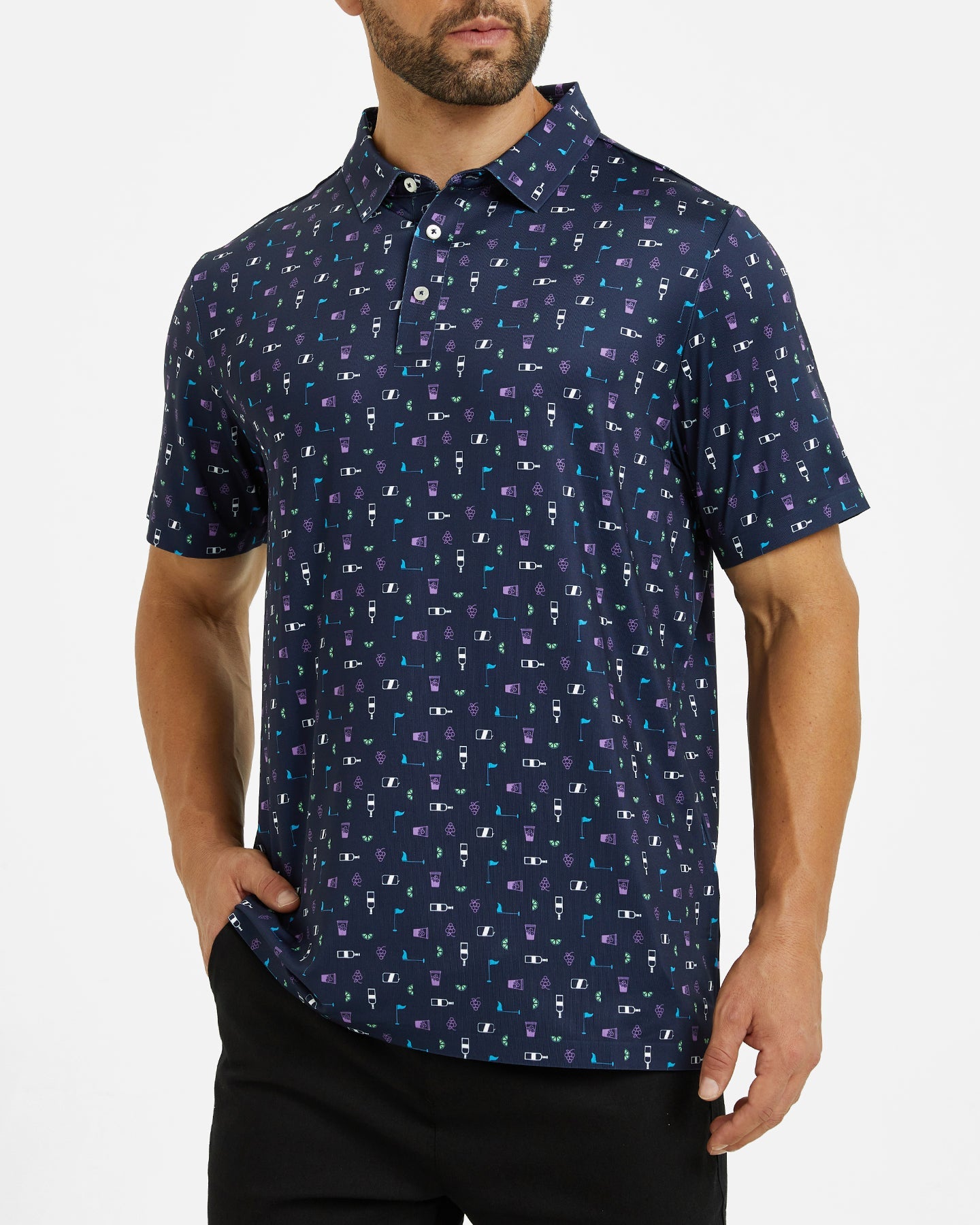 Men's celebration print golf polo shirt