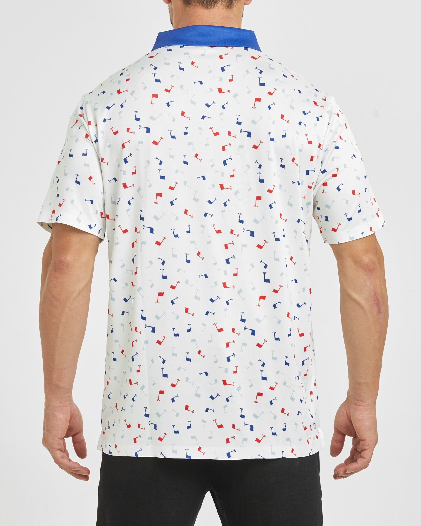 Men's golf polo shirt with flag printed patterns