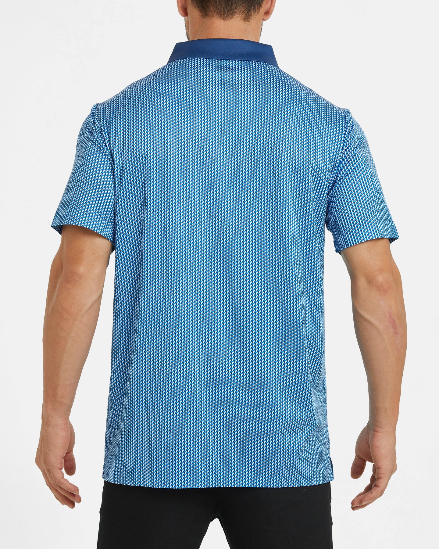 Men's blue golf polo shirt