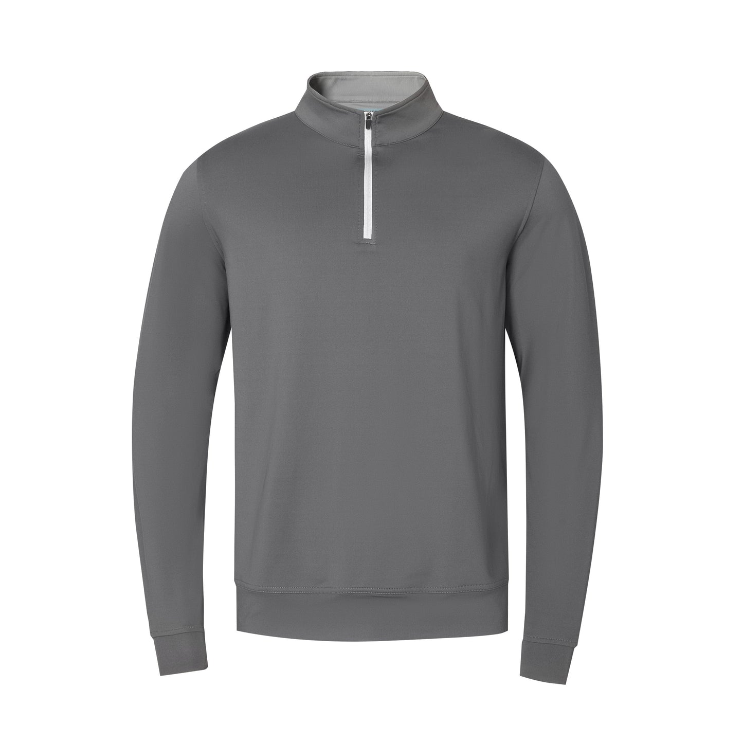 Men's Grey - toned Half - Chest Zipper Stand - Collar Casual Sweatshirt