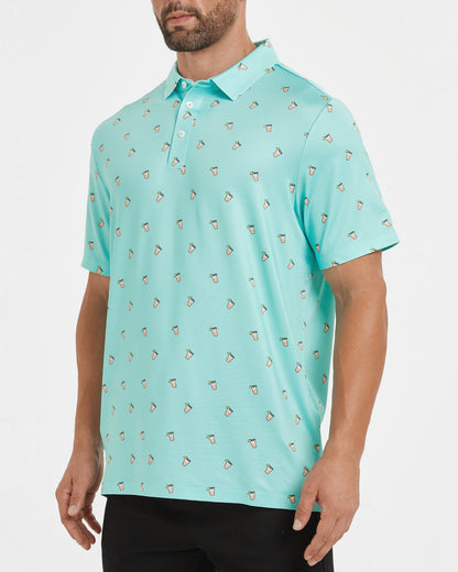 Men's blue summer Iced lemon golf polo shirt