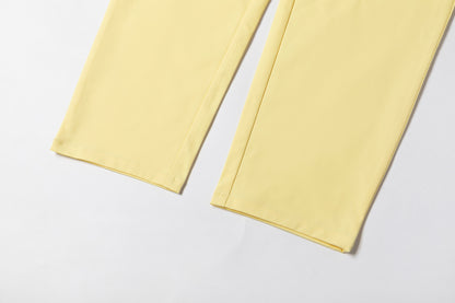 Cream Yellow Wrinkle - Resistant Straight - Leg Casual Pants