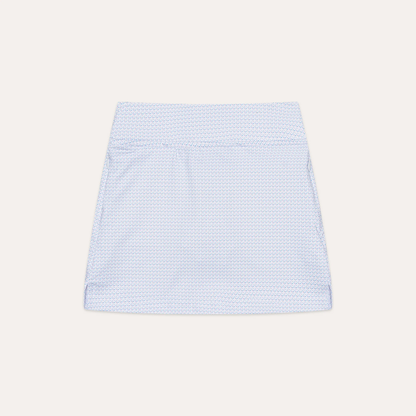Girls' Light Blue Mini Pattern Performance Golf Skort