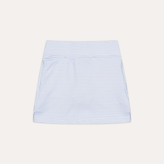 Girls' Light Blue Mini Pattern Performance Golf Skort