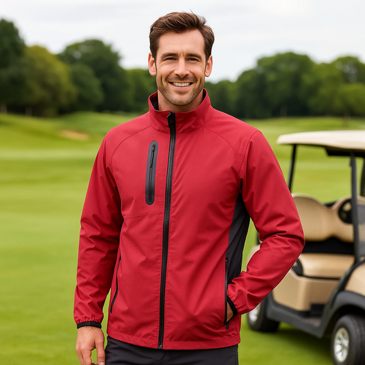Men's Red & Black Performance Golf Jacket