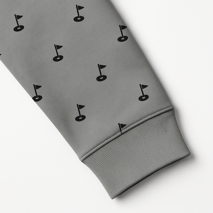Men's Golf Flag Print Long-Sleeve Performance Polo Shirt