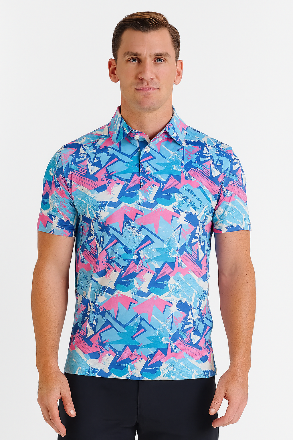 Colorful Geometric Polo Shirt - Antimicrobial Quick-Dry Slim Fit for Ultimate Comfort