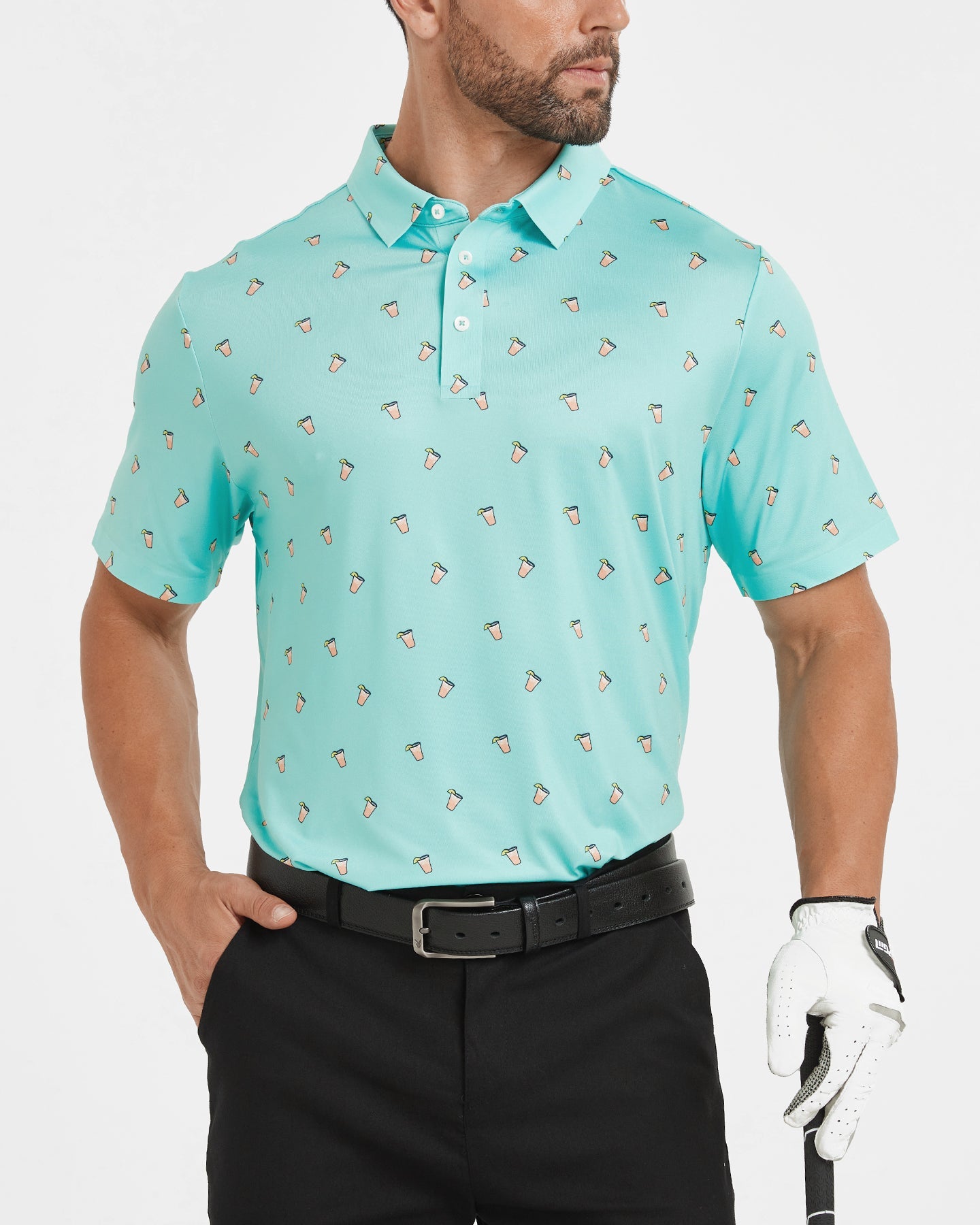 Men's blue summer Iced lemon golf polo shirt