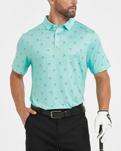 Men's blue summer Iced lemon golf polo shirt
