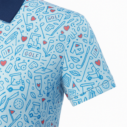 Women's Golf Icon & Heart Print Performance Polo Shirt