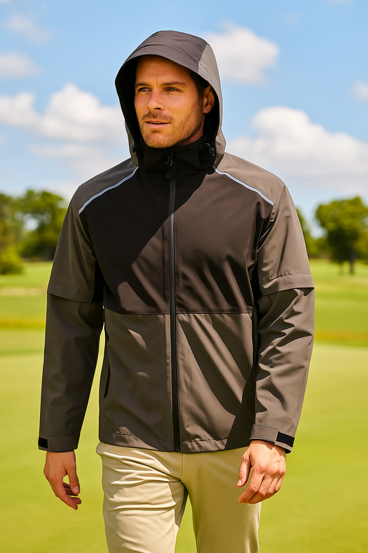 Men's Black & Grey Technical Performance Golf Jacket