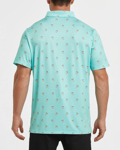 Men's blue summer Iced lemon golf polo shirt
