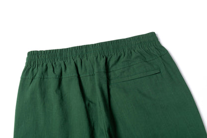 Vintage Green Linen Drawstring Cropped Pants