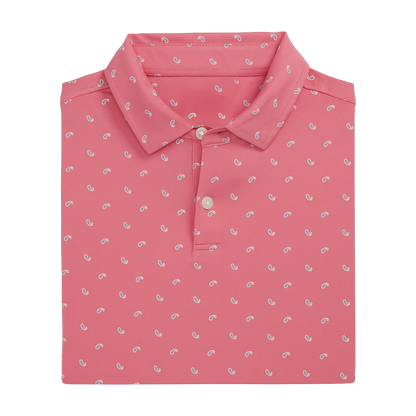 Men's pink golf polo shirt with cucumber patterns