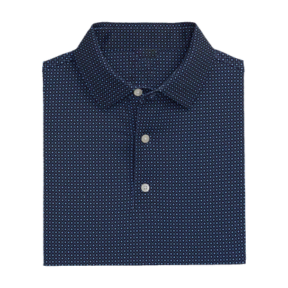 Men's Slim Fit Golf Polo Shirt - Navy Blue High-Performance Checkered Apparel