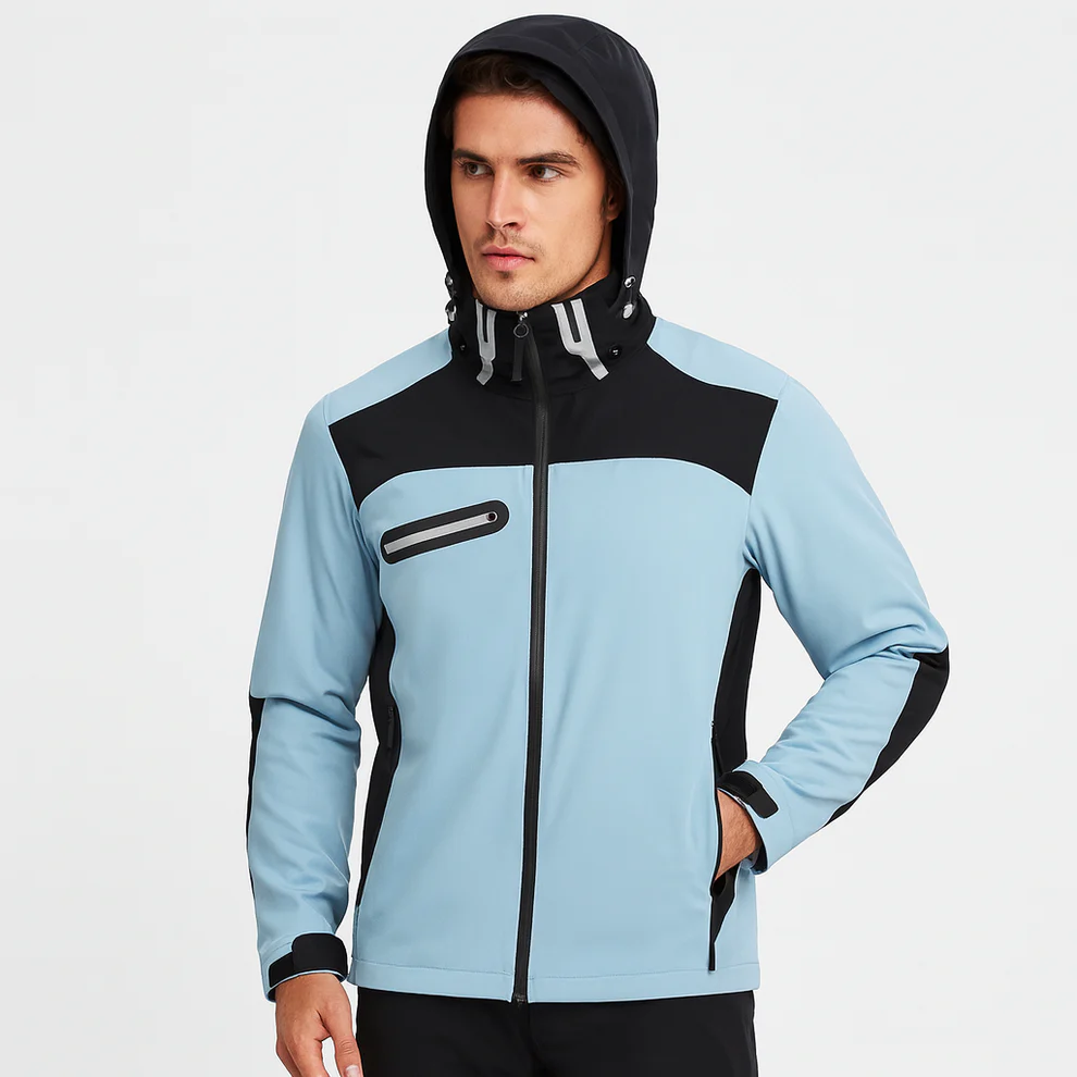 Men's Light Blue & Black Performance Golf Jacket