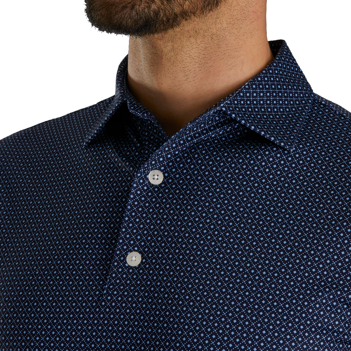 Men's Slim Fit Golf Polo Shirt - Navy Blue High-Performance Checkered Apparel