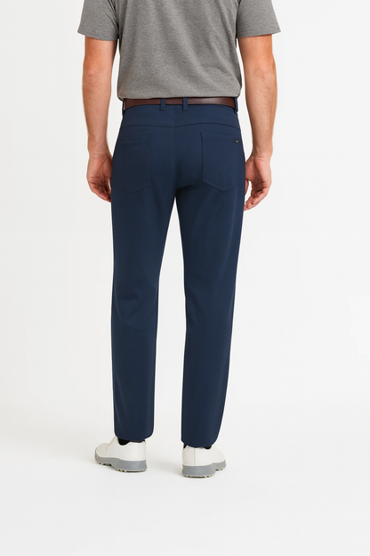 Men's Dark Blue Straight-Leg Trousers