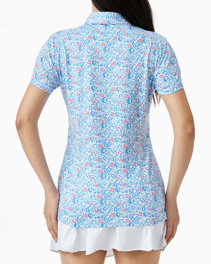 Women's Golf Icon & Heart Print Performance Polo Shirt