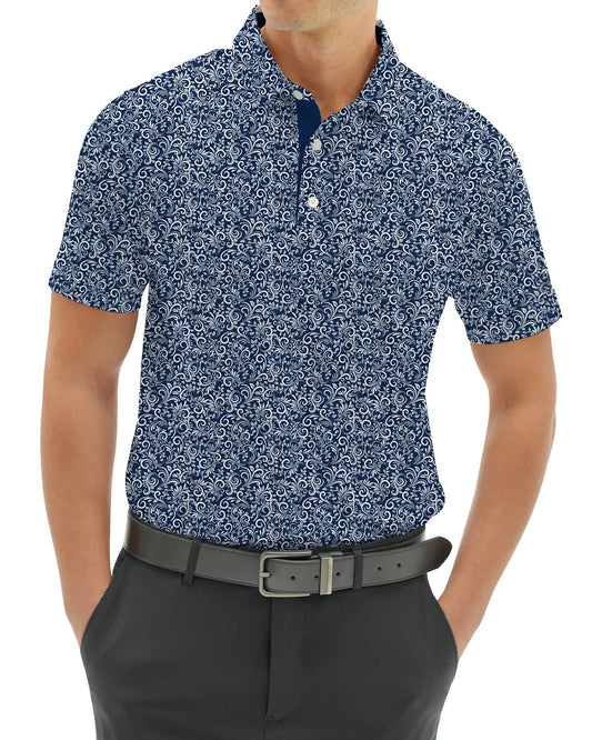 Men‘s multi-color paisley print polo shirt
