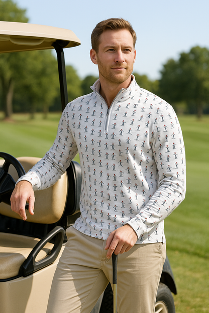 Outrageous & Unique Bachelor Party Polo | Novelty Sexual Position Print Shirt | Men's White Golf Performance Top | Hilarious Golfer Gift