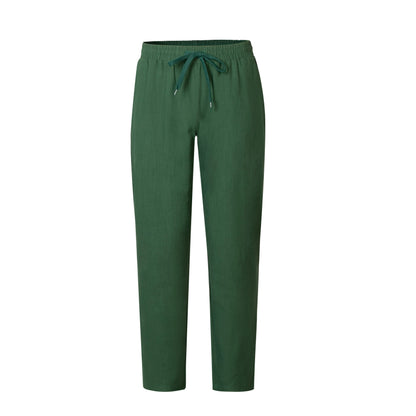 Vintage Green Linen Drawstring Cropped Pants