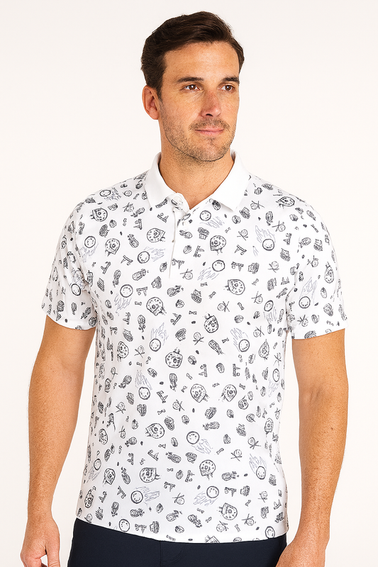 Men's Easter Golf Polo Shirt - Festive Skeleton Design for Golf Enthusiasts