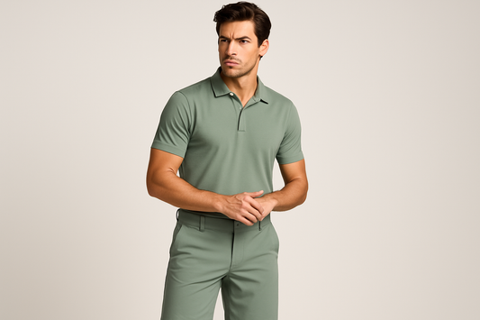 Light Green Shorts with Contrast - Colored Waistband