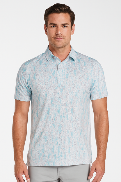 Cactus Print Polo Shirt for Men - Quick Dry Antimicrobial Slim Fit