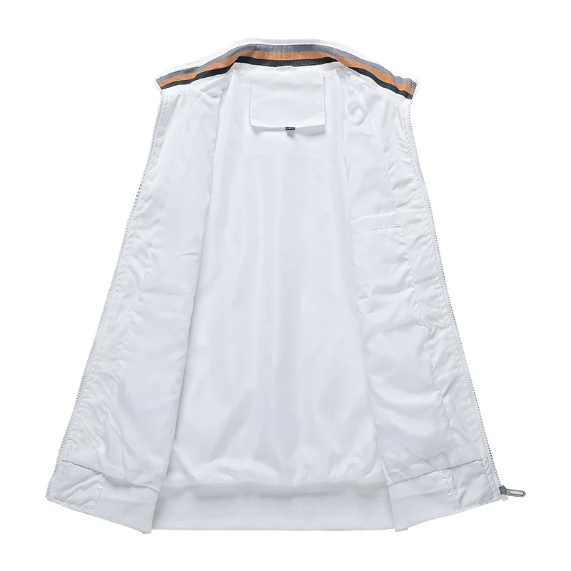 Men's White Retro-Stripe Performance Golf Jacket