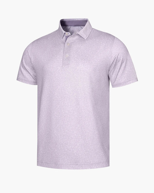 Men's purple paint splatter golf polo shirt