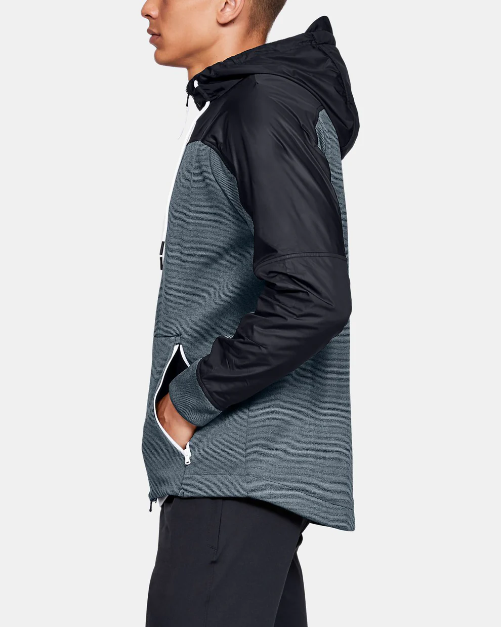 Men's Black & Grey Hybrid Performance Golf Hoodie Jacket