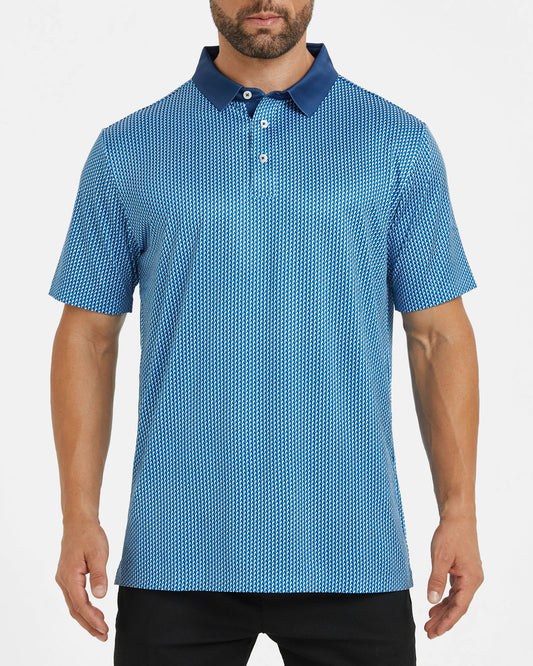 Men's blue golf polo shirt