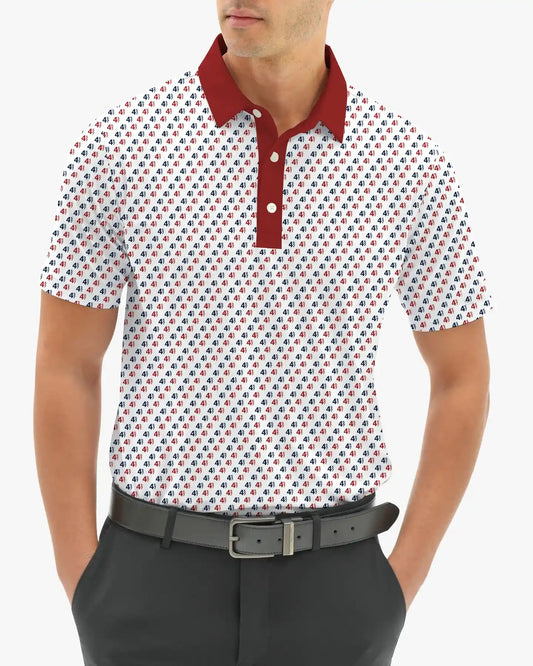 Men's 45-47 print golf polo shirt