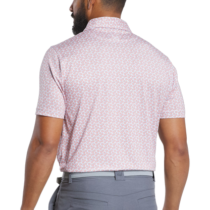 Men's pink floral golf polo shirt