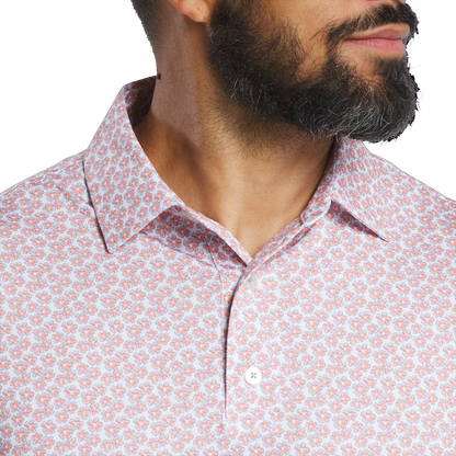 Men's pink floral golf polo shirt