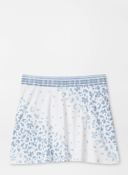 Blue Paisley Print Performance Flare Skirt