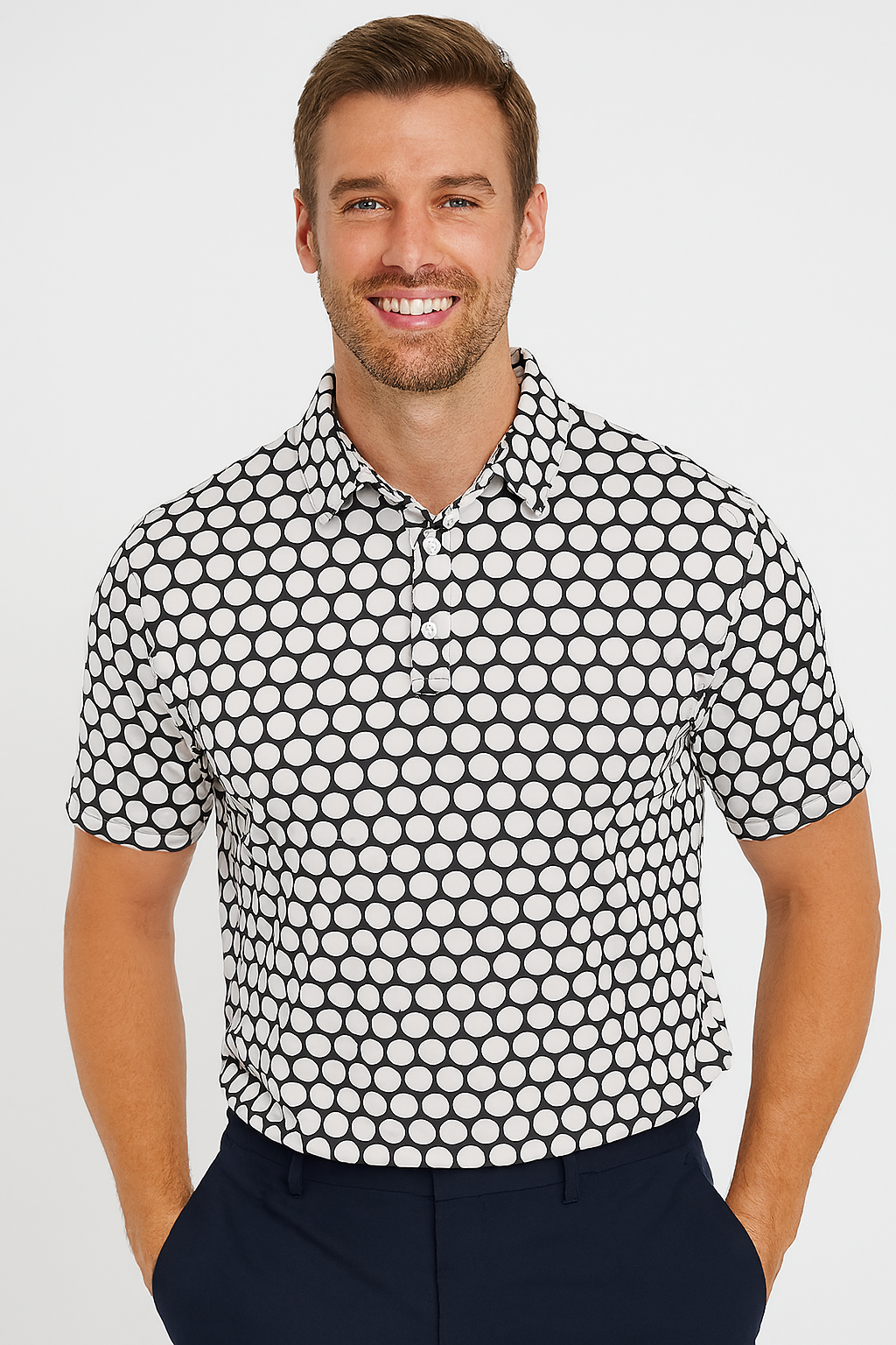 Polka Dot Antimicrobial Polo Shirt - Quick Dry Slim Fit for Ultimate Comfort