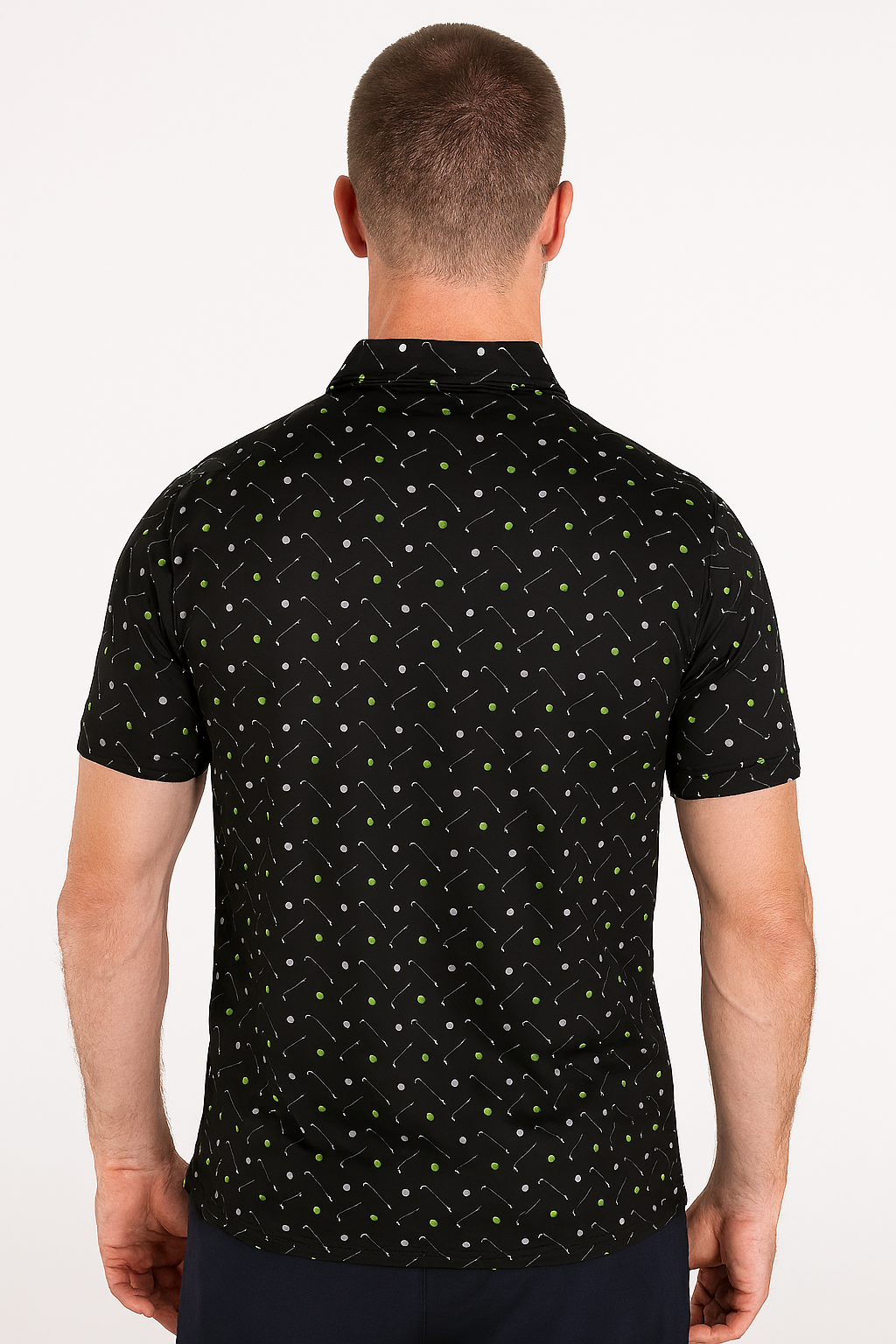 Antimicrobial Golf Polo Shirt - Quick Dry Slim Fit with Golf Equipment Patterns