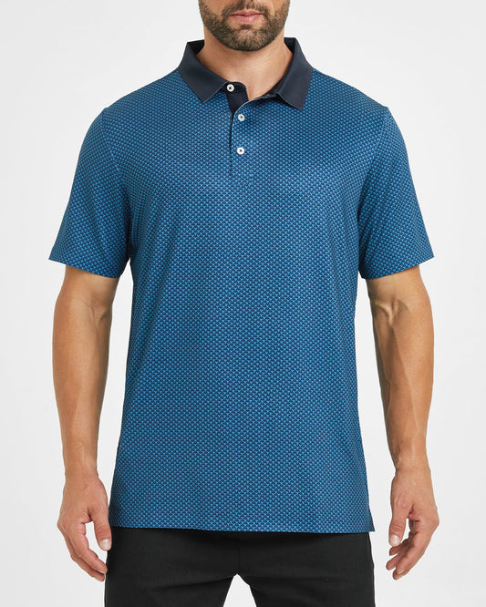 Men's light luxury dark blue golf polo shirt